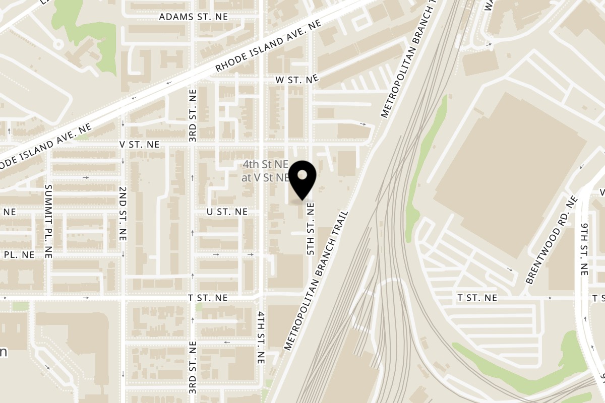 Map showing the location of Not Your Average Pizza on 2000 5th St NE Unit 225 in Washington
